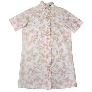 Vintage‎ Carol Brent House Dress Womens M Floral Ruffle Retro Pink I Love Lucy